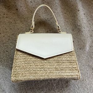 Forever 21 Cream and Tan Mini Bag with Gold Accents